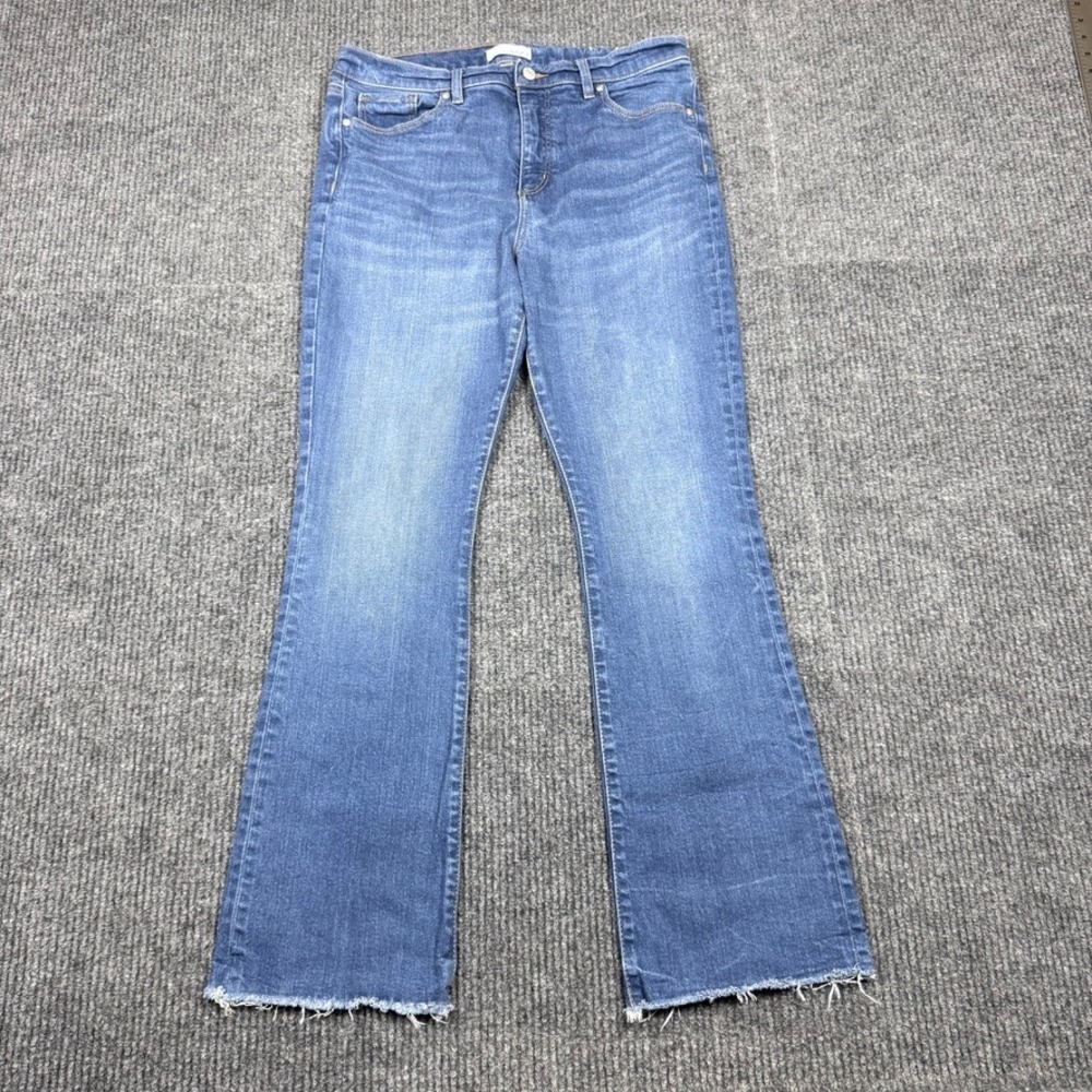 LOFT The Boot High Rise Bootcut Jeans Raw Hem Blue Size 31/12 S/757841